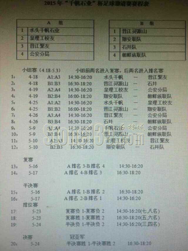 2015年首屆中國(guó)水頭“千帆石業(yè)杯”足球邀請(qǐng)賽