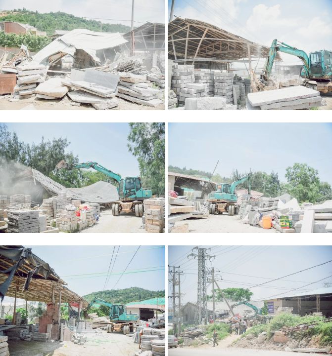 南安市石井鎮(zhèn)“重拳出擊”：取締“三無(wú)”石材加工廠，拆除面積總計(jì)1670平方米