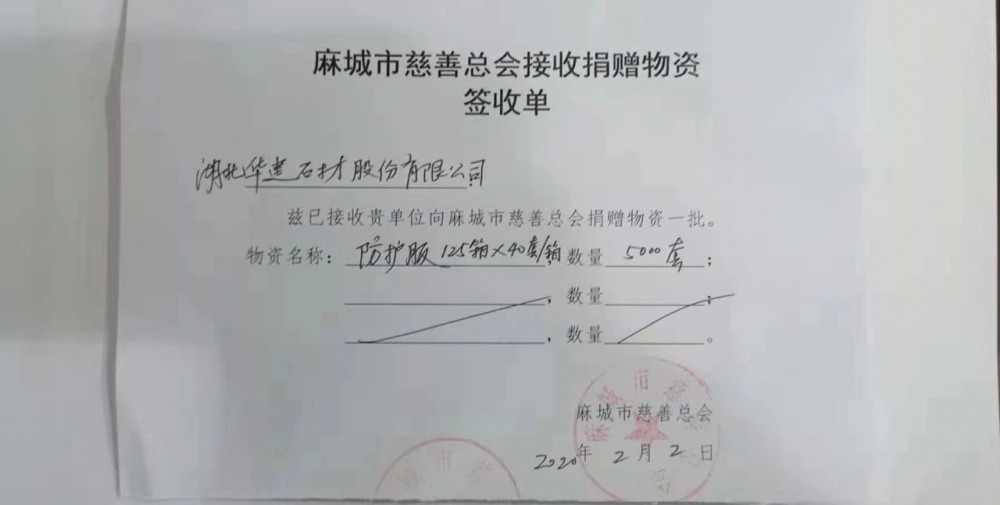 同舟共濟勇?lián)?，全麻城石材人自發(fā)捐款捐物資支援遏制疫情