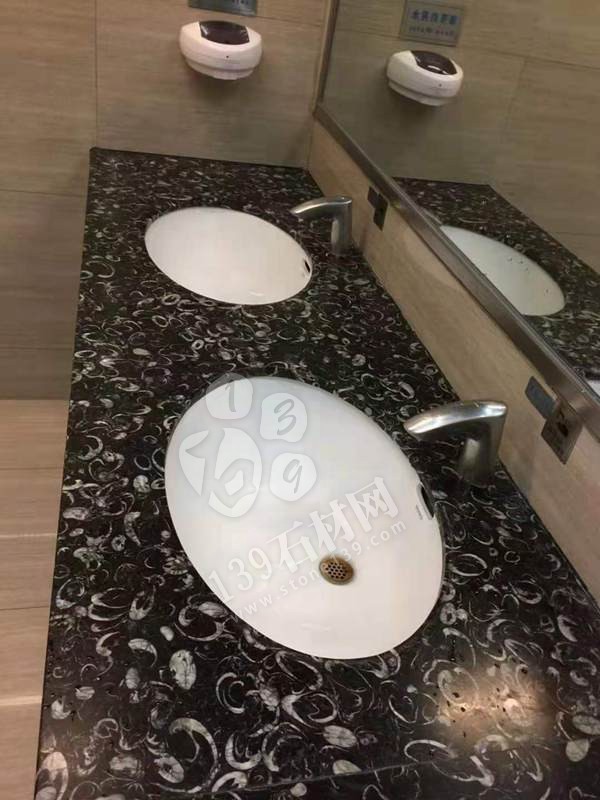 貴陽機(jī)場廁所洗手臺(tái)化石是哪個(gè)石材(海貝花大理石)