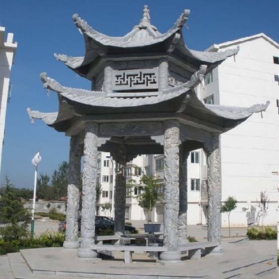 青石涼亭，石亭，八角亭，六角亭，單層石亭雙層石亭廠家直銷